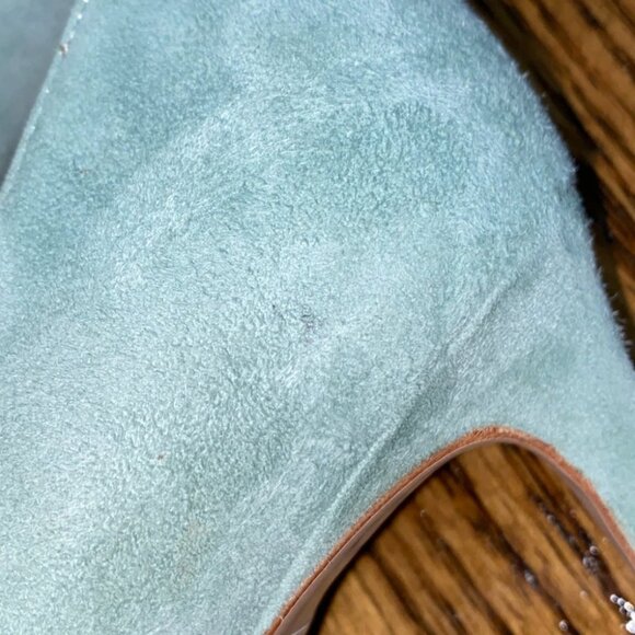 LA CANADIENNE Seafoam Suede Pointed Toe Stiletto Pumps EU 38.5 / US 7.5 - Picture 10 of 11